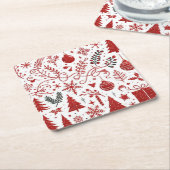 Rode Witte Kerst Papier Onderzetter (Schuin)