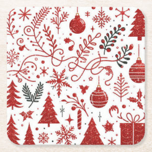 Rode Witte Kerst Papier Onderzetter
