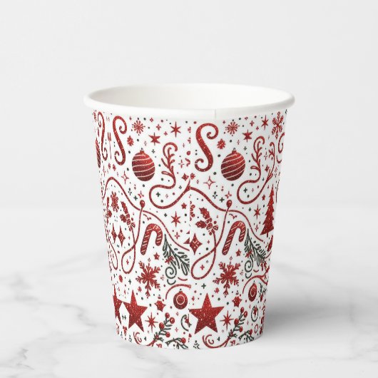 Rode witte kerst papieren bekers (Rechts)