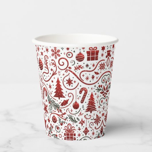 Rode witte kerst papieren bekers (Voorkant)