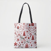 Rode Witte Kerst Tote Tas (Voorkant)