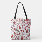 Rode Witte Kerst Tote Tas (Achterkant)