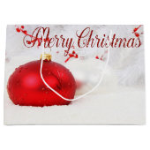 Rode witte kerstballen Kerstmis, Prettig kerstfees Groot Cadeauzakje (Voorkant)