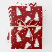 Rode witte kerstbomen Chevron Holiday Inpakpapier Vel (In situ)