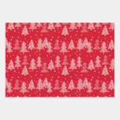 Rode witte kerstbomen Polka Dots Stripe Inpakpapier Vel (Voorkant)