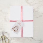 Rode Witte Kerstboom Koekje Cadeaulabel (Met Touw)
