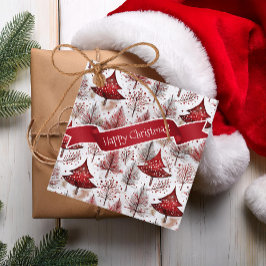 Rode Witte Kerstboom Patroon#4 ID1009 Bedankjes Labels