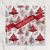 Rode Witte Kerstboom Patroon#4 ID1009 Bedankjes Labels (Voorkant)