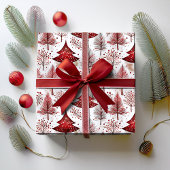 Rode Witte Kerstboom Patroon#4 ID1009 Cadeaupapier