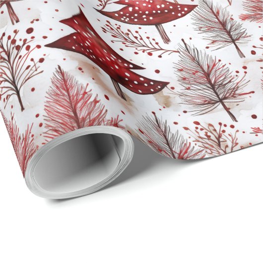 Rode Witte Kerstboom Patroon#4 ID1009 Cadeaupapier (Rol Hoek)