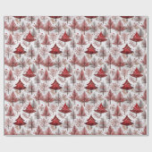 Rode Witte Kerstboom Patroon#4 ID1009 Cadeaupapier (Vlak)