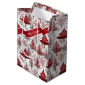 Rode Witte Kerstboom Patroon#4 ID1009 Medium Cadeauzakje (Voorkant Gekanteld)