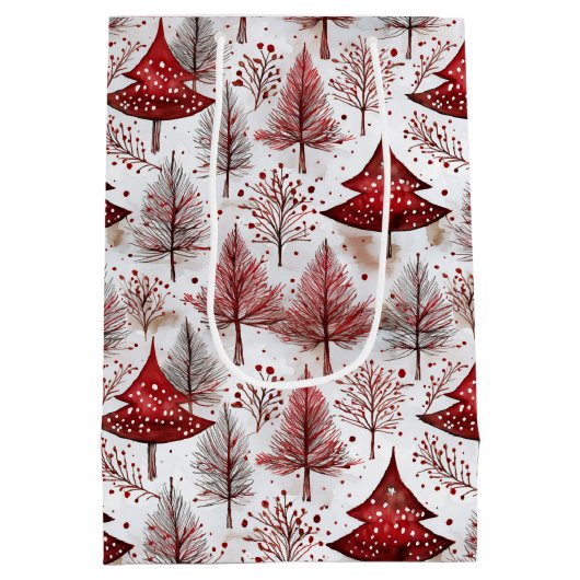 Rode Witte Kerstboom Patroon#4 ID1009 Medium Cadeauzakje (Achterkant)