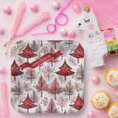 Rode Witte Kerstboom Patroon#4 ID1009 Papieren Bordje (Feest)