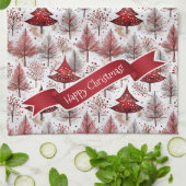 Rode Witte Kerstboom Patroon#4 ID1009 Theedoek (Gevouwen)