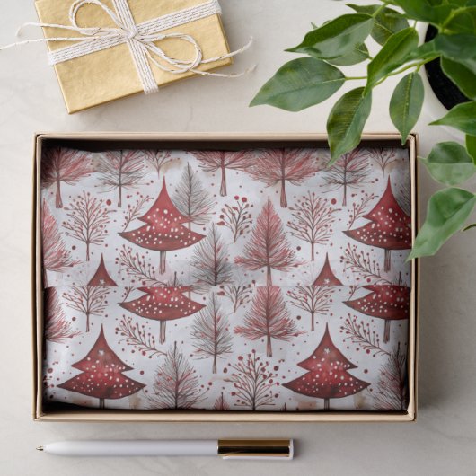 Rode Witte Kerstboom Patroon#4 ID1009 Tissuepapier (Geschenk)