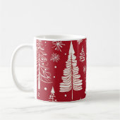 Rode Witte Kerstboom Sneeuwvlok Patroon Koffiemok (Links)