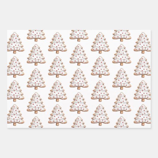 Rode Witte Kerstboomkoekjes Inpakpapier Vel (Voorkant)