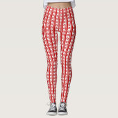 Rode & Witte Kerstbubbels met Sneeuwvlokken Leggings (Voorkant)