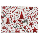 Rode witte kerstcadeautas groot cadeauzakje (Achterkant)