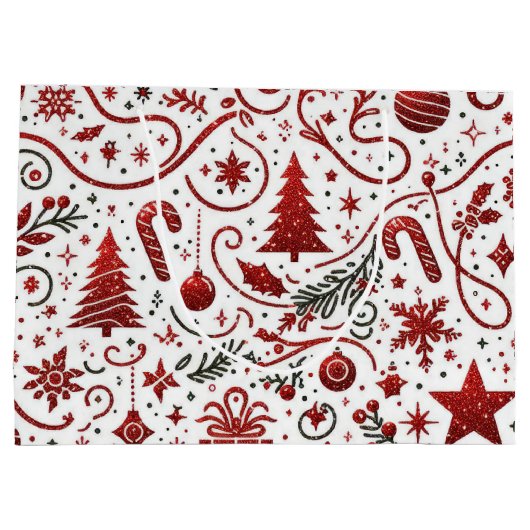 Rode witte kerstcadeautas groot cadeauzakje (Achterkant)