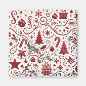 Rode witte kerstmagneet magneet (Voorkant)