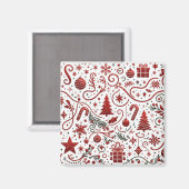 Rode Witte Kerstmagneet Magneet (Voorkant / Achterkant)