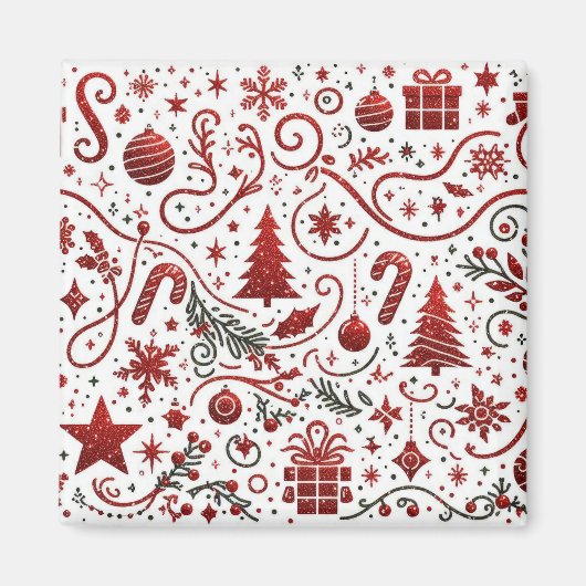 Rode Witte Kerstmagneet Magneet (Voorkant)