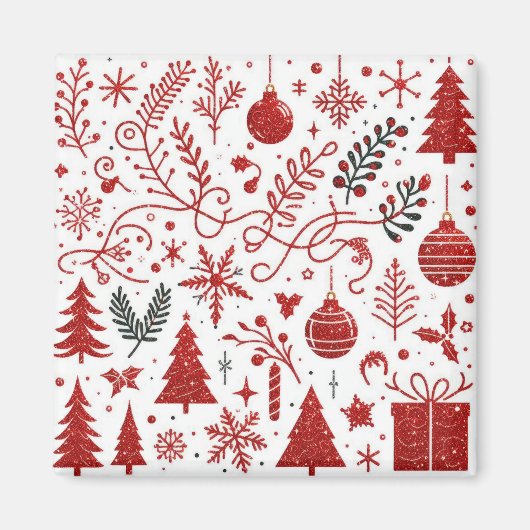 Rode Witte Kerstmagneet Magneet (Voorkant)