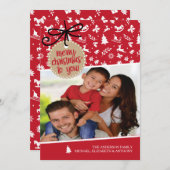 Rode & Witte Kerstmis Vakantie Fotokaart Feestdagenkaart (Voorkant / Achterkant)