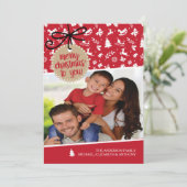 Rode & Witte Kerstmis Vakantie Fotokaart Feestdagenkaart (Staand voorkant)