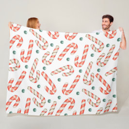 RODE & WITTE KERSTSUIKERRIETJES FLEECE DEKEN