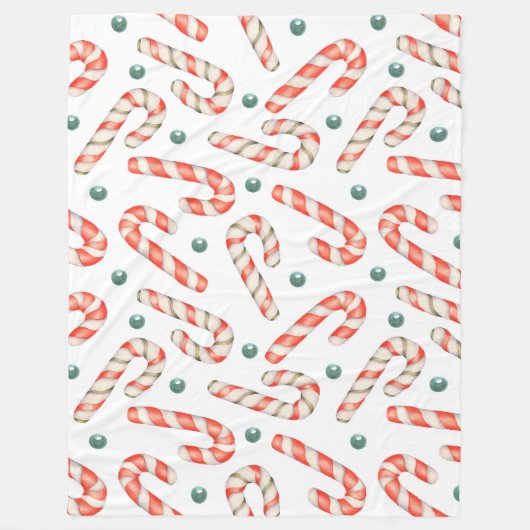 RODE & WITTE KERSTSUIKERRIETJES FLEECE DEKEN (Voorkant)