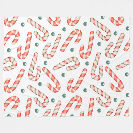 RODE & WITTE KERSTSUIKERRIETJES FLEECE DEKEN (Voorkant (Horizontaal))