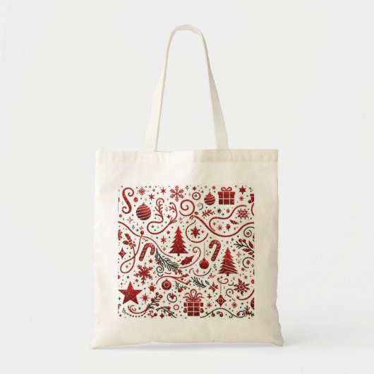 Rode Witte Kersttas Tote Bag (Voorkant)