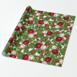 Rode witte kerstversiering kerst Holly Cadeaupapier