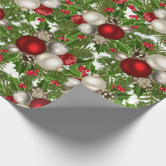 Rode witte kerstversiering kerst Holly Cadeaupapier (Hoek)