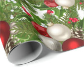 Rode witte kerstversiering kerst Holly Cadeaupapier (Rol Hoek)