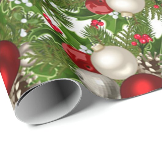 Rode witte kerstversiering kerst Holly Cadeaupapier (Rol Hoek)