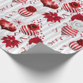 Rode & Witte Kerstversieringen Vakantie Cadeaupapier (Hoek)