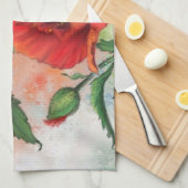 Rode Witte Klaproos Bloemen Keuken Handdoek Schild (Quarter Fold)