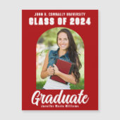 Rode Witte Klasse van 2025 Foto Afstuderen Magnet (Voorkant)