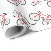 Rode Witte Klassiek Fiets Patroon Kerstmis Cadeaupapier (Rol Hoek)