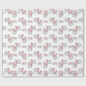 Rode Witte Klassiek Fiets Patroon Kerstmis Cadeaupapier (Vlak)