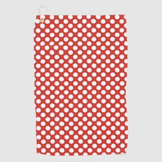 Rode Witte Klassieke Stippen Golfhanddoek (Voorkant)