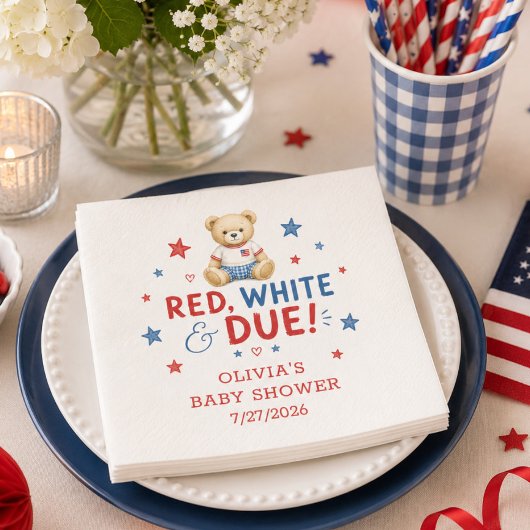 Rode Witte & Komende Baby Shower Servetten