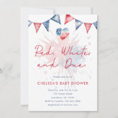 Rode Witte & Komende Baby Shower Uitnodiging (Voorkant)