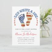 Rode Witte & Komende Baby Shower Uitnodiging (Staand voorkant)