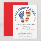 Rode Witte & Komende Baby Shower Uitnodiging (Voorkant / Achterkant)