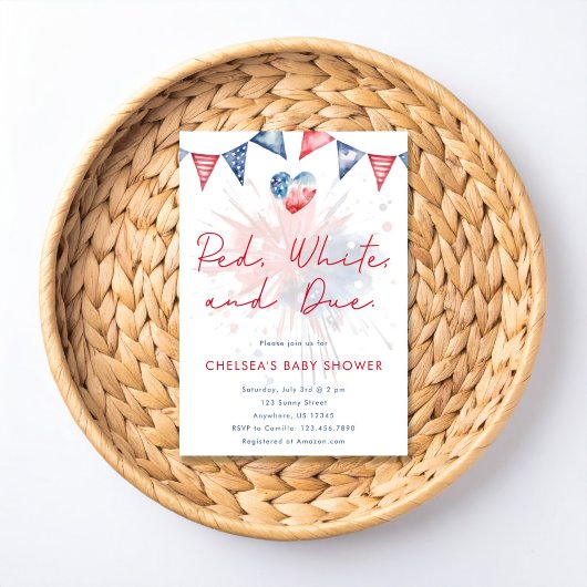 Rode Witte & Komende Baby Shower Uitnodiging